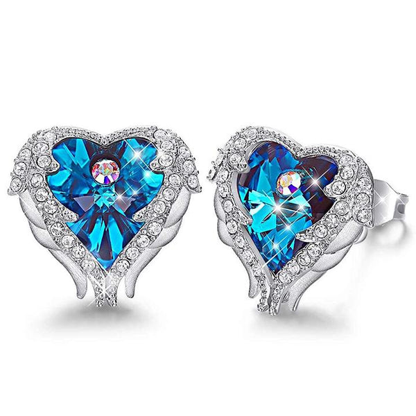BLUE HEART & WINGS EARRINGS