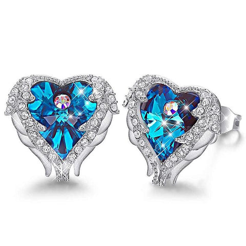 BLUE HEART & WINGS EARRINGS