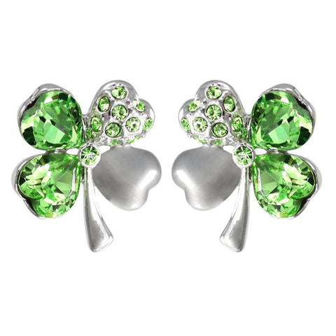 GREEN FOUR HEART CLOVER EARRINGS