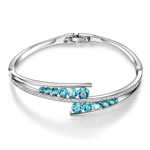 BLUE CRYSTAL STERLING SILVER BANGLE